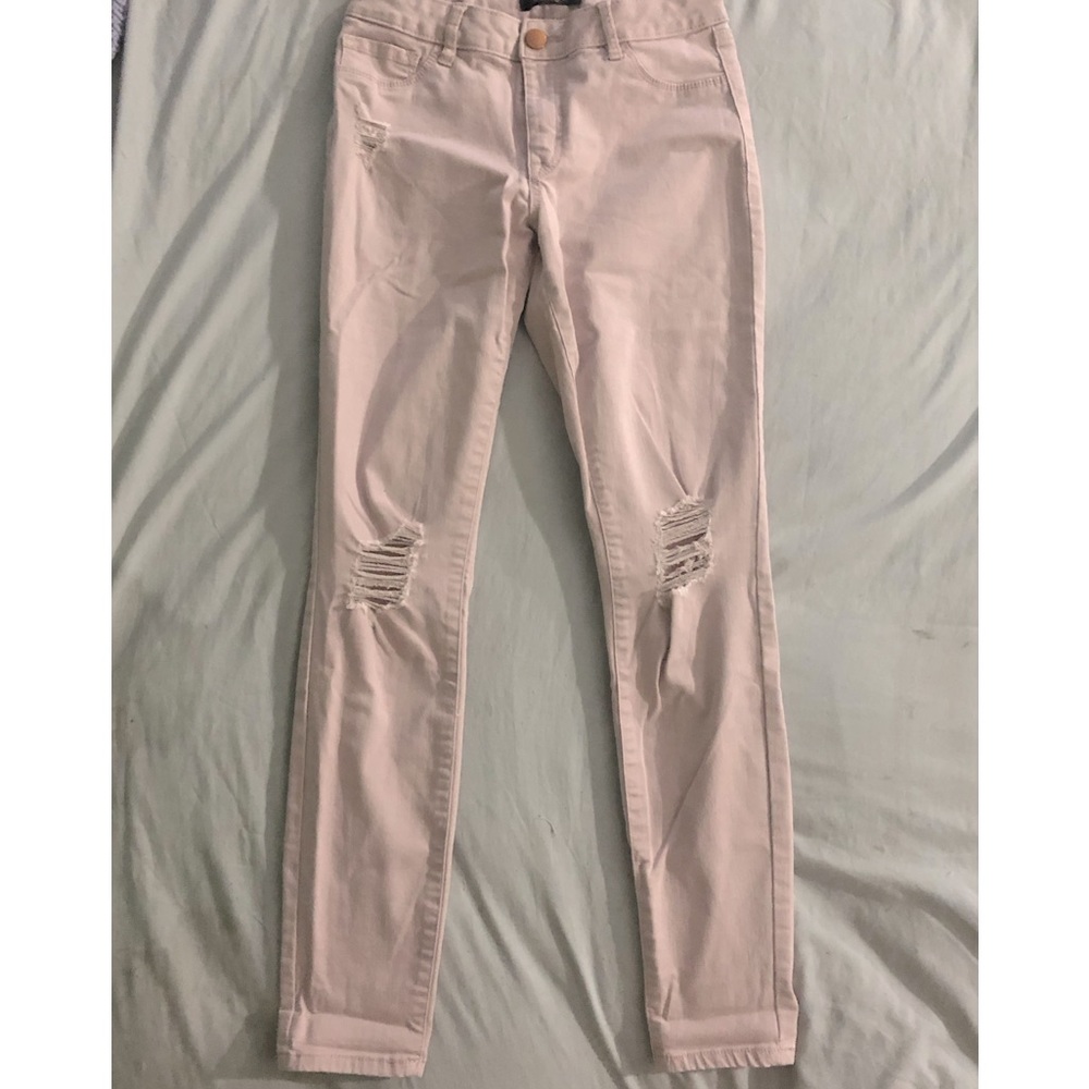 Stretchy Pastel Pink Ripped Jeans